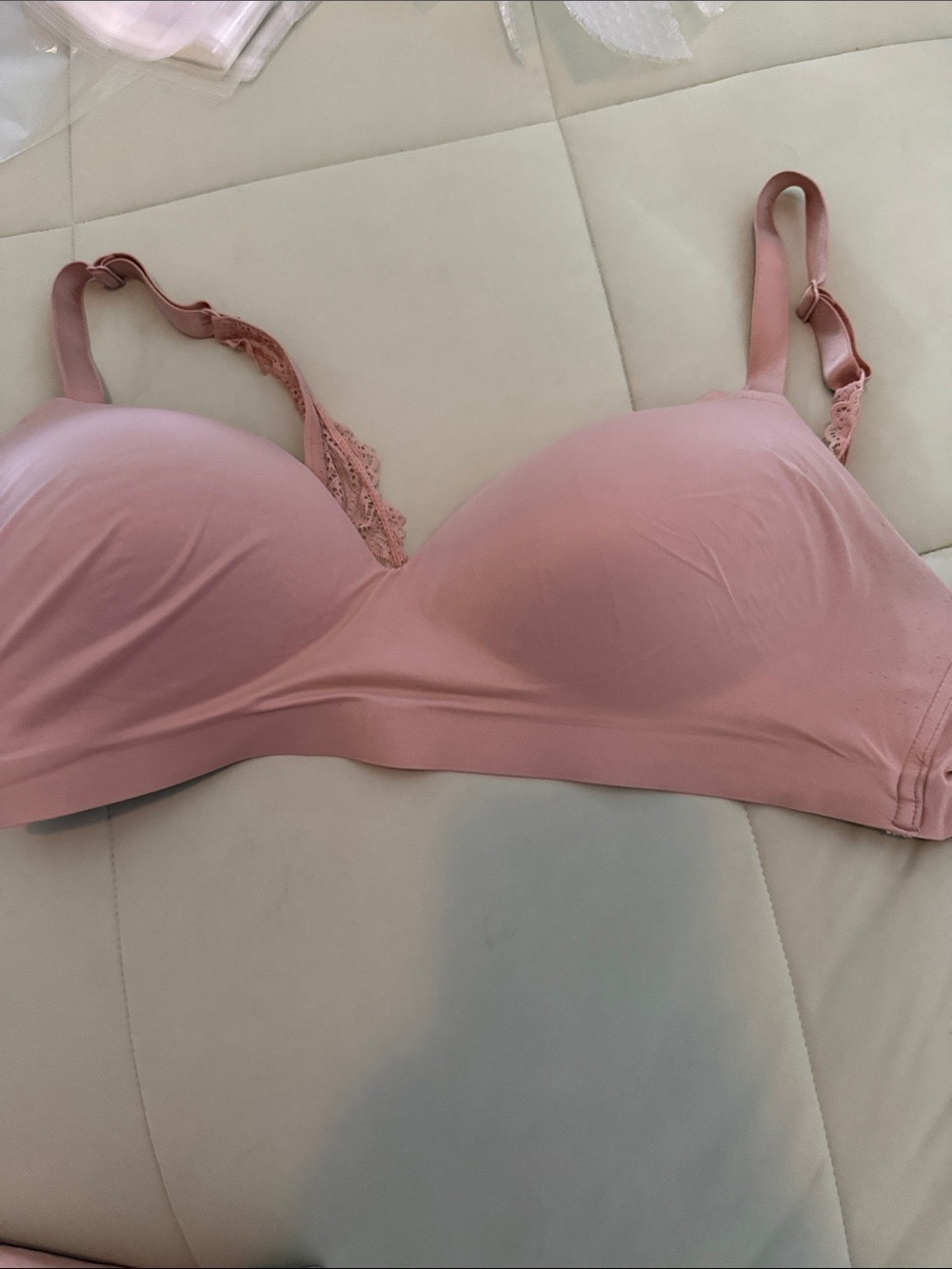 Soma Dusty Pink Wireless Seamless Bra with Lace Trim